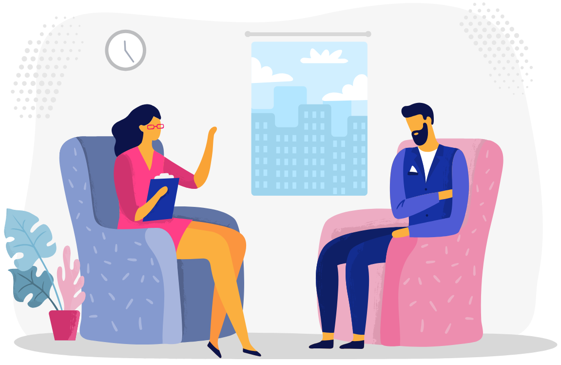 Therapist and patient in a counseling session.